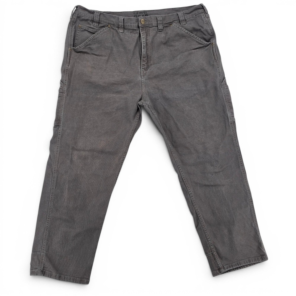 Gravel Gear Mens 44x30 Carpenter Work‎ Pants Gray Utility Canvas Stretch Work
